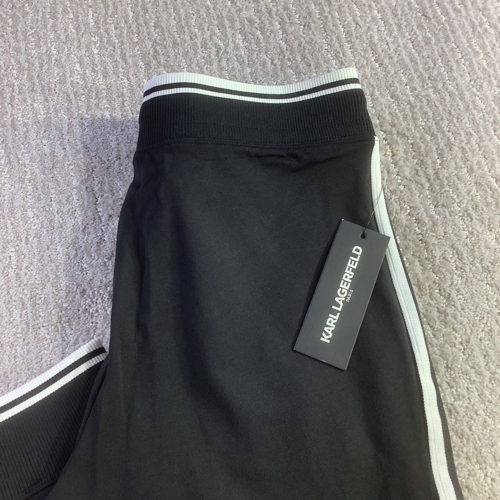 Karl Lagerfeld Paris Womens Karl Black Side Stripe Jogger Pants Size XS NWT